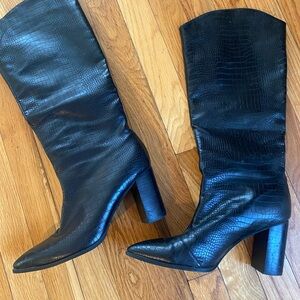 Billini Black Croc Heeled Boots